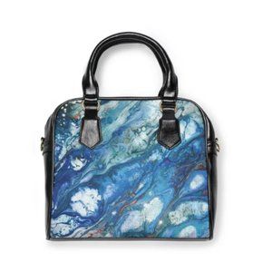 Custom Handmade, Original Art Design Blue Shoulder Handbag